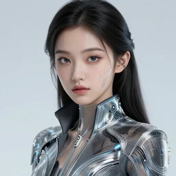 classy elegant sophisticated very up close portrait of a cute dainty girl, cyber future jacket, ultra detailed wire decoration, big eyes, fantasy art by nixeu and guweiz and ilya kuvshinov, sleek curves, intricate sharp focus, trending on artstation hq, deviantart, pinterest, unreal engine 5, 4 k uhd image