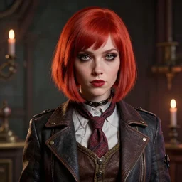 an insanely detailed portrait of a beautiful inventor that looks like amandla stenberg with short straight red hair, wearing dorky clothes, in the style of peter mohrbacher, artgerm, dramatic lighting and composition, octane render, trending on artstation, concept art