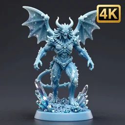 80mm resin detailed miniature of a Demon, crystal body, light blue skin, Product Introduction Photos, 4K, Full body