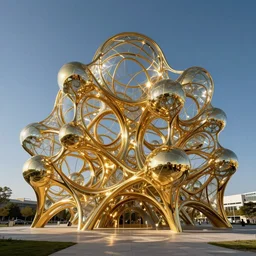 organic structure made of gold and glass  by  zaha hadid