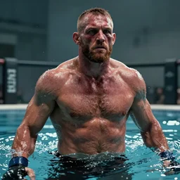 chuck liddell emerging from water, horror, stylized, artgerm, artstation, hd, cgsociety, cgi, realistic, dramatic, cinematic, artistic, trending, detailed