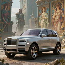 a concept offroad suv designed by rolls royce and zaha hadid, artgerm and greg rutkowski and alphonse mucha, an epic fantasy, volumetric light, detailed, establishing shot, an epic fantasy, trending on art station, octane render, midsommar
