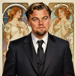 full figure ultra realistic illustration, leonardo dicaprio as business man, intricate, elegant, highly detailed, digital painting, artstation, concept art, smooth, sharp focus, illustration, art by artgerm and greg rutkowski and alphonse mucha
