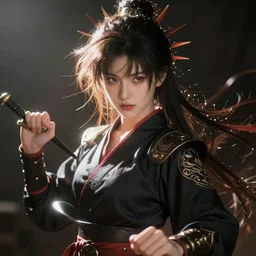a anime goddess dressed like a punk/martial artist