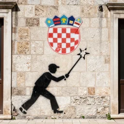 banksy croatia graffiti protest in brick wall