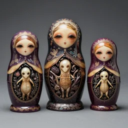 xenomorph nesting dolls, by h. r. giger.