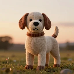 a large knitted dog at sunset cgsociety, featured on Behance, rendered, Unreal Engine, 4K HD