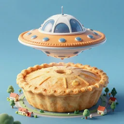 UFO shaped like a pie invading a small town in europe