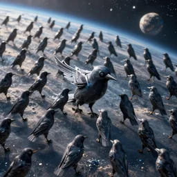 crowd in space ,3d render , cinematic, detailed, 4K UHD,