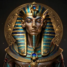 portrait of Nyarlathotep the dark evil pharaoh, in style of Doom, in style of Midjourney, insanely detailed and intricate, golden ratio, elegant, ornate, unfathomable horror, elite, ominous, haunting, matte painting, cinematic, cgsociety, James jean, Noah Bradley, Darius Zawadzki, vivid and vibrant