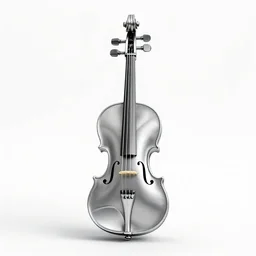silver viola, stylized 3d render, isolated on a pure white background, centered, entire object in frame, sharp focus, soft studio lighting