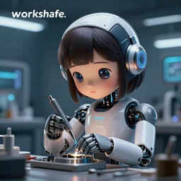 worksafe. cgsociety, by wlop, ilya kuvshinov, trending on artstation. cute young robot girl undergoing routine maintenance, cinematic dramatic atmosphere, sharp focus, volumetric lighting.