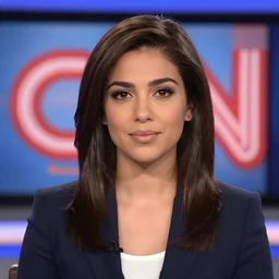 a feminine young woman who is a human version of tv network cnn