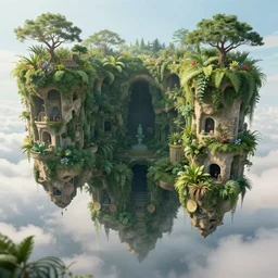 floating catacombs in the clouds, plants and trees, trending on artstation, beautiful, 4 k