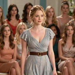 Emily Dickinson on a reality dating show with many other women, photorealistic, bachelorette, television, high resolution, 4k
