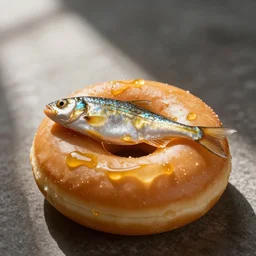 palm oil fish in a donut