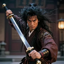 Demon, yokai, kung fu, wuxia, xianxia, glam metal hair, Jiang sword, wild hair, 1983 cinematic - n 6
