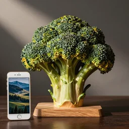 !!! wooden!!! carved sculpture of a piece of ( broccoli ), ebay listing, product picture, shot on iphone