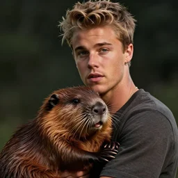 hyperrealistic dslr film still of justin bieber holding his pet beaver, stunning 8 k octane comprehensive 3 d render, inspired by istvan sandorfi & greg rutkowski & unreal engine, perfect facial symmetry, dim volumetric cinematic lighting, extremely hyper - detailed, incredibly real lifelike attributes & lifelike texture, intricate, masterpiece, artstation, stunning