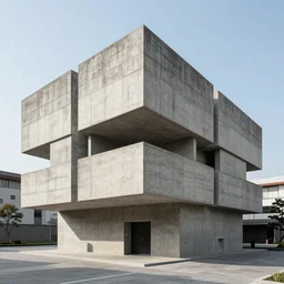 a brutalist concrete structure, by tsutomu nihei
