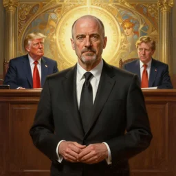 painted portrait of saul goodman and donald trump in court, mature, handsome, fantasy, intricate, elegant, highly detailed, digital painting, artstation, concept art, sharp focus, illustration, illumination, holy ethereal light, art by gaston bussiere and alphonse mucha