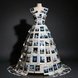 Dress made out of old polaroid photos, by Yohji Yamamoto, Rei Kawakubo, Junya Watanabe