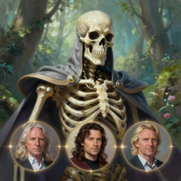 portrait painting of skeletor, dnd beyond avatar portraits, beautiful, artistic, elegant, lens flare, magical, nature, realism, stylized, art by jeff easley and genndy tartakovsky