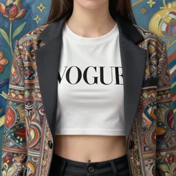 anime vogue, crop top, blazer, intricate oil painting by greg rutkowski, trending on artstation