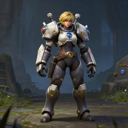 full body shot of 2B in the style of Starcraft 2, highly-detailed