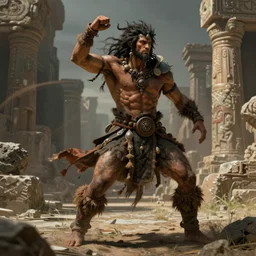 linearization, dynamic pose, costume design made by underworld tribes, sophisticated composition, old masters light composition, procedurally generated, dynamic brush strokes, dynamic pose, natural light, epic human character posing for concept art, beautiful ancient ruins behind, substance designer, PBR, Ultra detailed, hyperrealistic, megascans, volumetric light, concept by master artist, made in paint tool SAI2, trending pixiv face