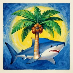 a shark with a palmtree face in dali style