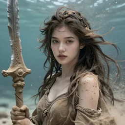 character art of a goddess of claymore as windy dusty underwater angelic young female | | seductive - fine - face, pretty face, key visual, realistic shaded perfect face, fine details by artgerm, wlop, tom bagshaw, james jean, andrei riabovitchev, marc simonetti, trending on artstation