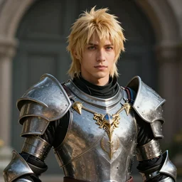 portrait of a handsome blonde male human paladin, ultra detailed, cinematic shot, photorealistic, octane render, high definition, drawn by aenaluck, fine details, 8 k, resembles ardbert from final fantasy 1 4