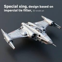 “special x-wing, design based on the imperial tie fighter, 3d render, digital art”
