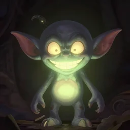 goblin, grinning, glow, dark