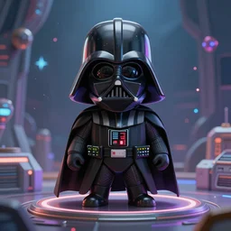 a cartoonish cute Darth Vader is in a mystical spacecraft, magical atmosphere, trending on artstation, 30mm, by Noah Bradley trending on ArtStation, deviantart, high detail, stylized portrait H 704