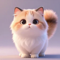 character design, pretty persian cat, big eyes, fluffy tail, soft white orange black fur, pastel colors, shiny glitter, in the style of pixar animation, detailed, soft light, ethereal, octane render, 4 k