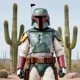 boba fett, tucson arizona, saguaro, intricate, epic, by stanley artgerm lau, greg rutkowski, thomas kindkade, alphonse mucha, loish, norman rockwell