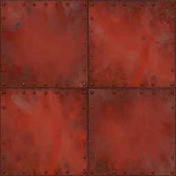 scifi, giger, flat panels, rivets, cut lines, organic, diffuse texture, dull red flaking paint, bright rusty metal wall seamless game texture, by dean cornwell, nc wyeth, painterly, 4 k, textures. com, high resolution, paintchips