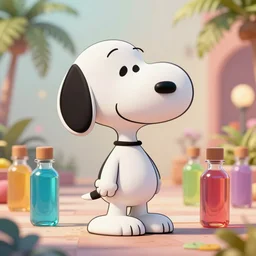 snoopy in cancun, vibrant vials, centered, aesthetically pleasing, insane details, digital art, deviantart, artstation, ambient light, 8 k