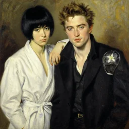 robert pattinson, painting by j. c. leyendecker, yoji shinkawa, katayama bokuyo