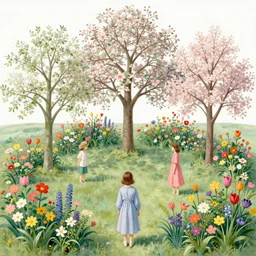 infinite playground, by giuseppe arcimboldo and ambrosius benson, spring, blooming flowers