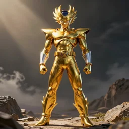 golden freiza dressed like a Superhero