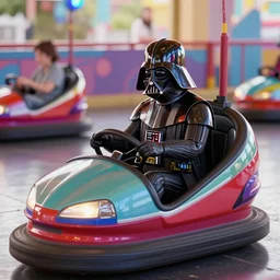 darth vader playing bumper cars in a theme park, 3 d render, blender, unreal engine, unity, zbrush