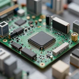 chip [ [ motherboard ] ]. the closer you look, the more it looks like a living miniature [ city ]. tilt shift lens f 1. 4. 8 k