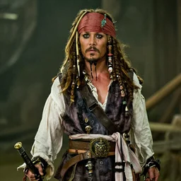 Katniss Everdeen as Jack Sparrow, film still from 'Pirates of the Caribbean: Curse of the Black Pearl'