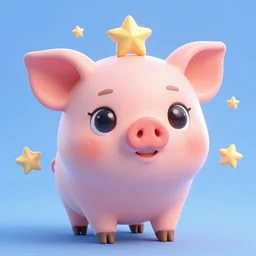 3D Fantasy Cute and adorable space piglet princess, huge adorable eyes, bright stars, Smooth 3D Illustration, soft render, Servando Lupini, Daniil Kudriavtsev, handpaint texture, Blender, 3DCoat