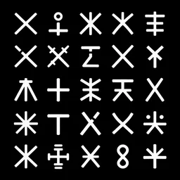 texture of vector ancient symbols on perfect clean black background, dacian symbols, thracic symbols, trending on artstation, clean design, vector art, amazing symbols, adobe illustrator,