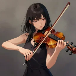 anime girl Playing the violin instrument , digital Art, Greg rutkowski, Trending cinematographic artstation