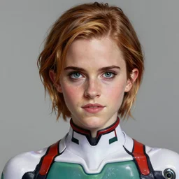 hyper realistic painting of emma watson in an eva plugsuit. hyper detailed face. anime concept art. 4 k. art by greg rutkowski trending on artstation. extremely detailed.